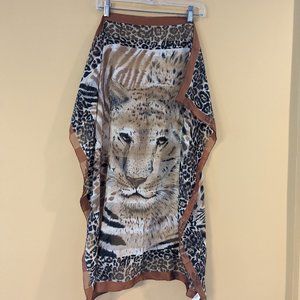 Animal Print Scarf with Lion